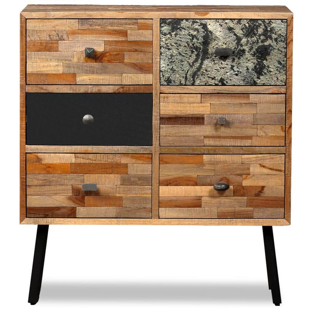 Side Cabinet With 6 Drawers 70X30X76 Cm Solid Reclaimed Teak