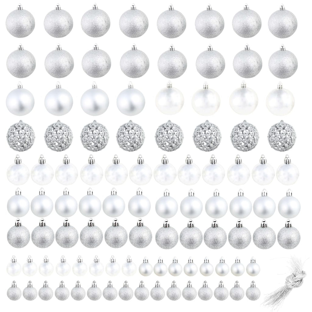 100 Piece Christmas Ball Set 3/4/6 cm Silver