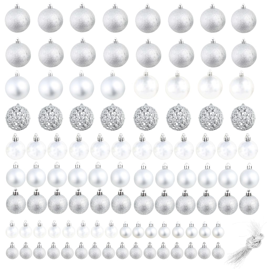 100 Piece Christmas Ball Set 3/4/6 cm Silver