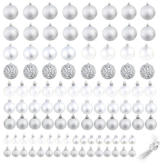 100 Piece Christmas Ball Set 3/4/6 cm Silver