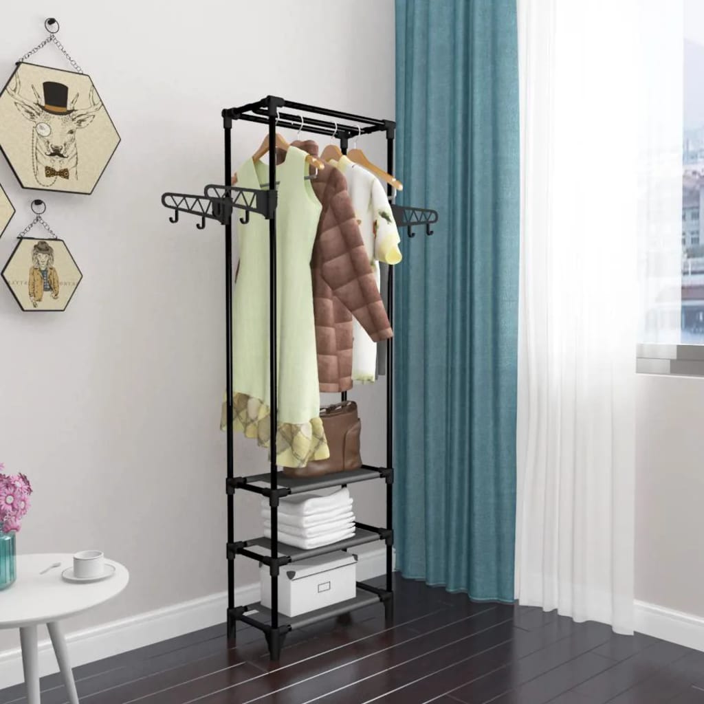 Clothes Rack Steel and Non-woven Fabric 55x28.5x175 cm Black