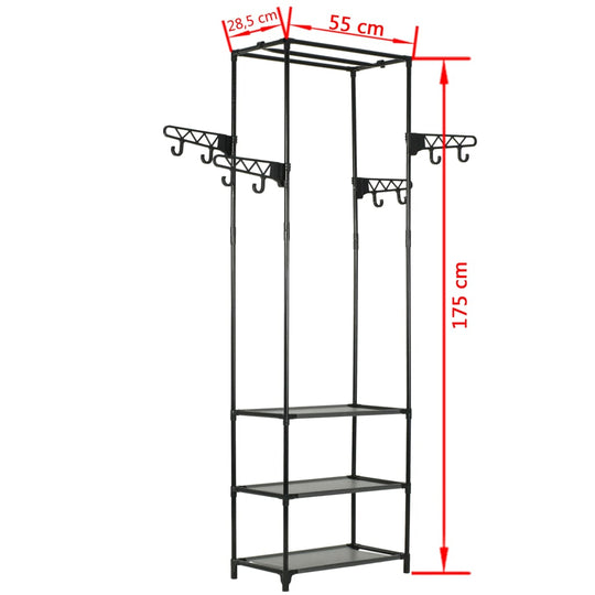 Clothes Rack Steel and Non-woven Fabric 55x28.5x175 cm Black