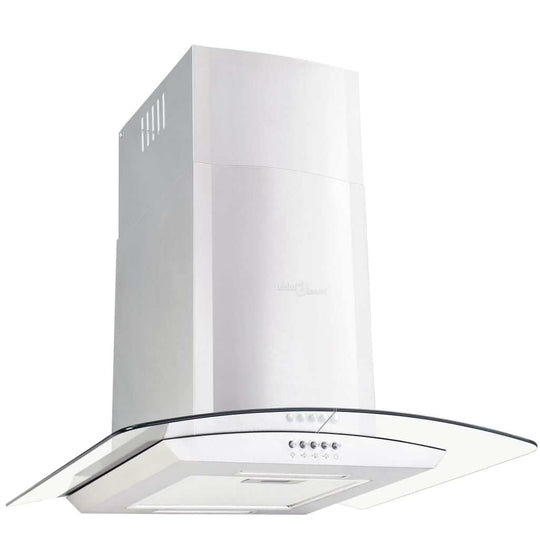 Affordable stainless steel wall mounted range hood with glass canopy, ideal for budget-conscious kitchens seeking quality and style.