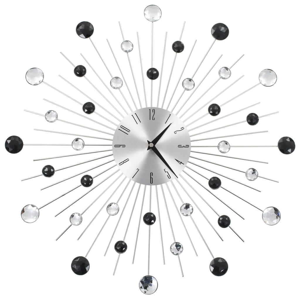 Modern 50 cm wall clock with quartz movement, featuring a sturdy aluminium frame, scattering design, shiny beads, and clear numerals.