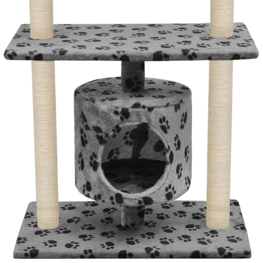 Cat Tree with Sisal Scratching Posts 95 cm Grey Paw Prints