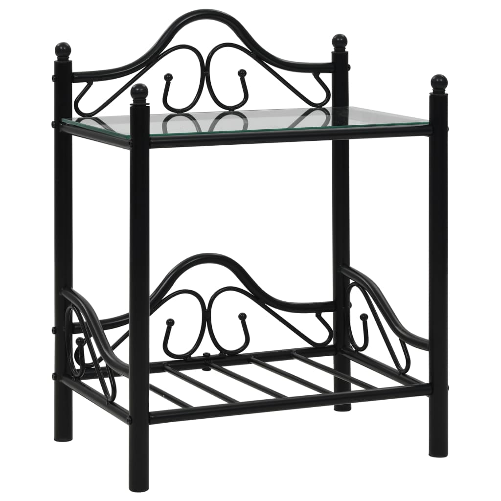 Bedside Tables 2 pcs Steel and Tempered Glass 45x30.5x60 cm Black