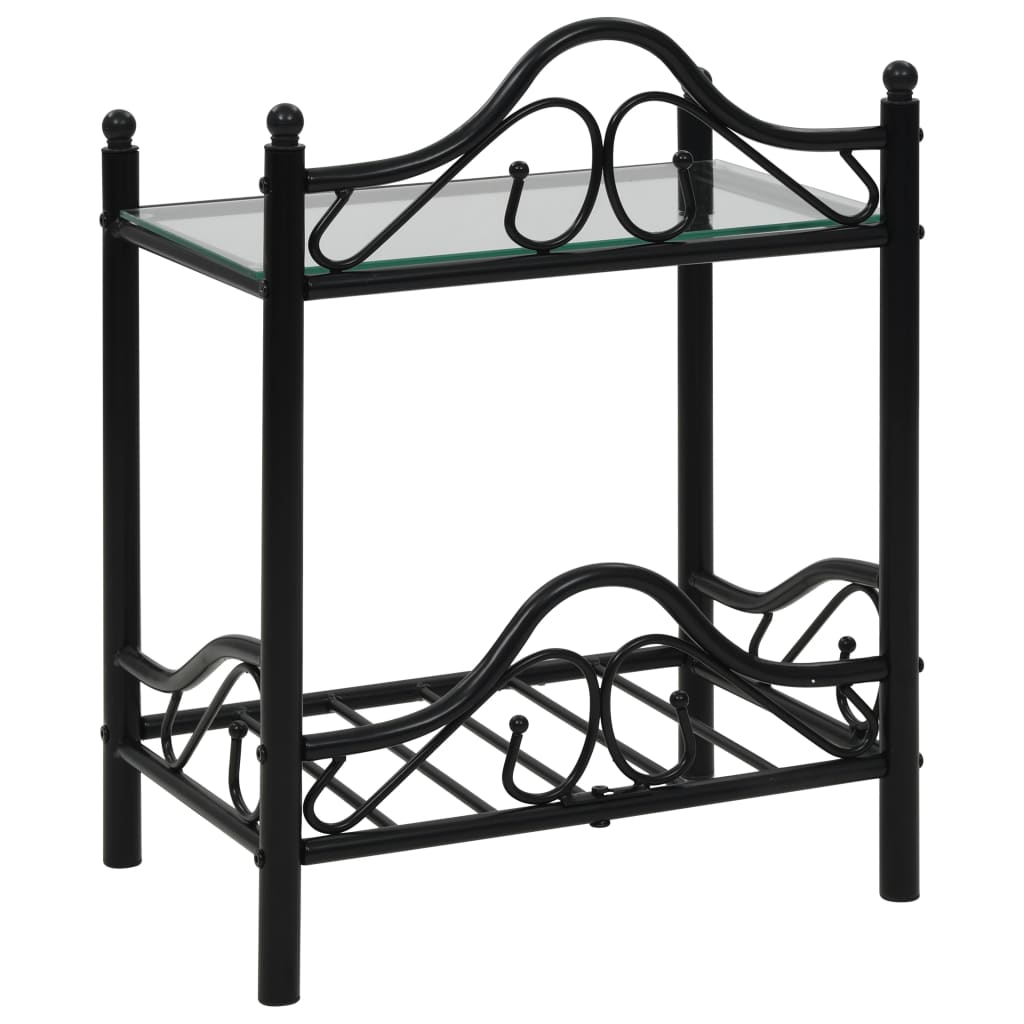 Bedside Tables 2 pcs Steel and Tempered Glass 45x30.5x60 cm Black