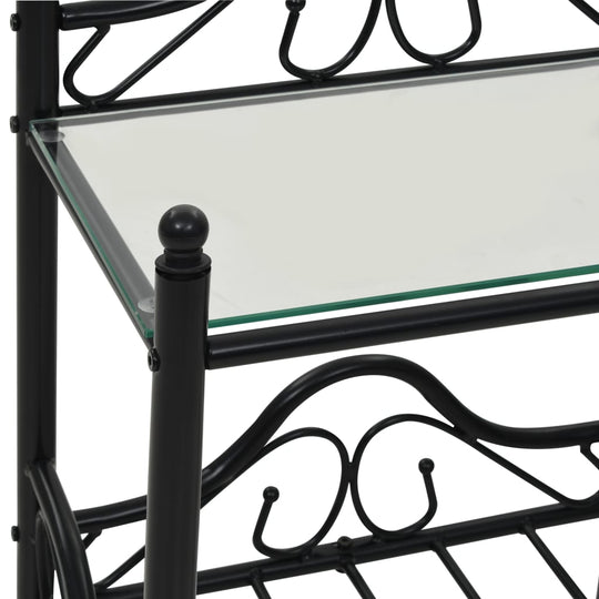 Bedside Tables 2 pcs Steel and Tempered Glass 45x30.5x60 cm Black