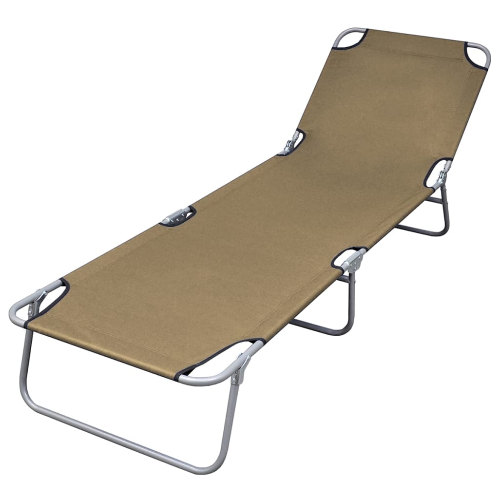 Foldable Sunlounger with Adjustable Backrest Taupe