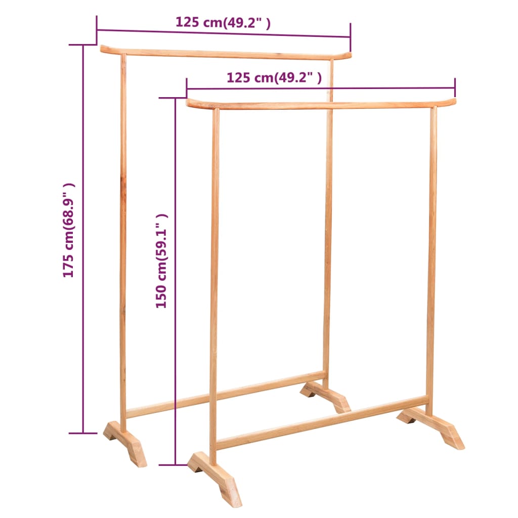 Clothes Racks 2 pcs Solid Oak Wood