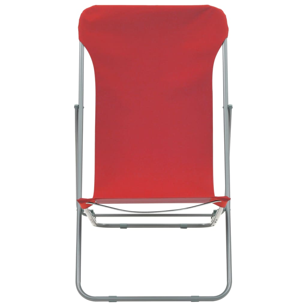 Folding Beach Chairs 2 pcs Steel and Oxford Fabric Red