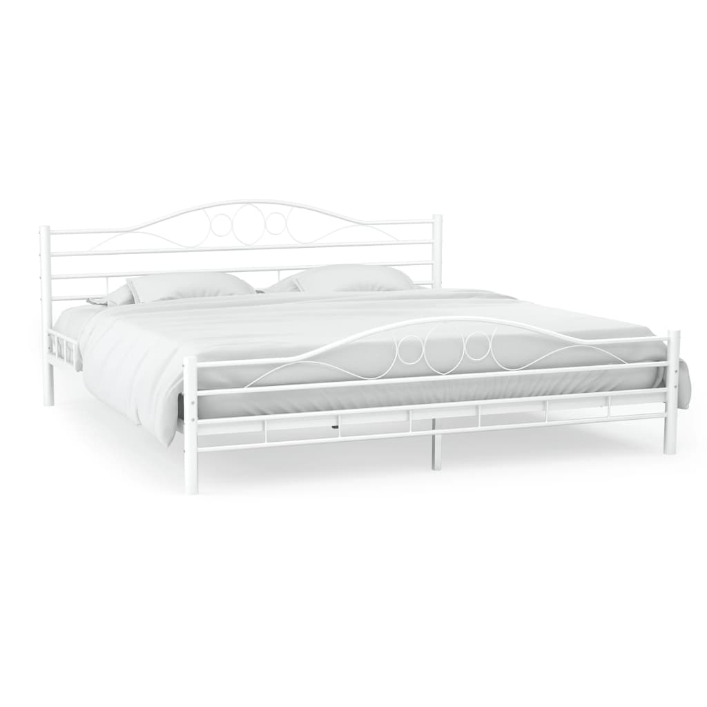 Bed Frame without Mattress White Metal 153x203 cm Queen