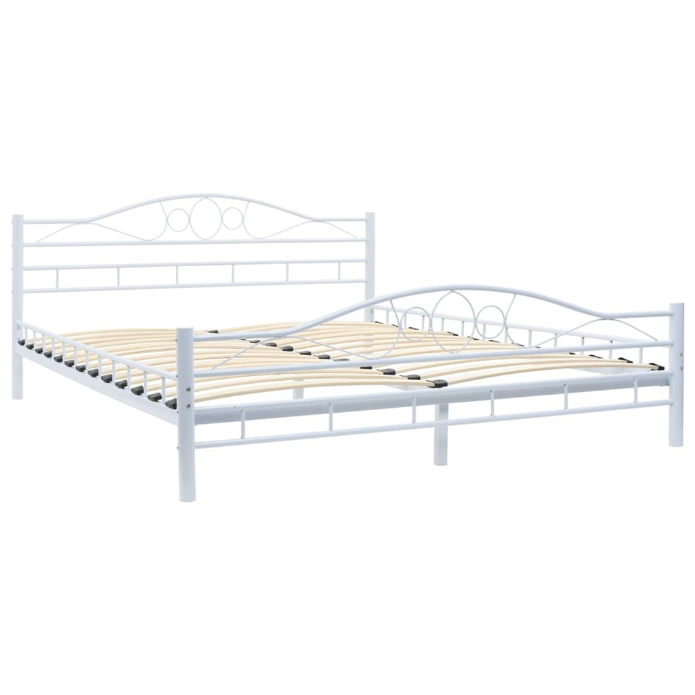 Bed Frame without Mattress White Metal 153x203 cm Queen