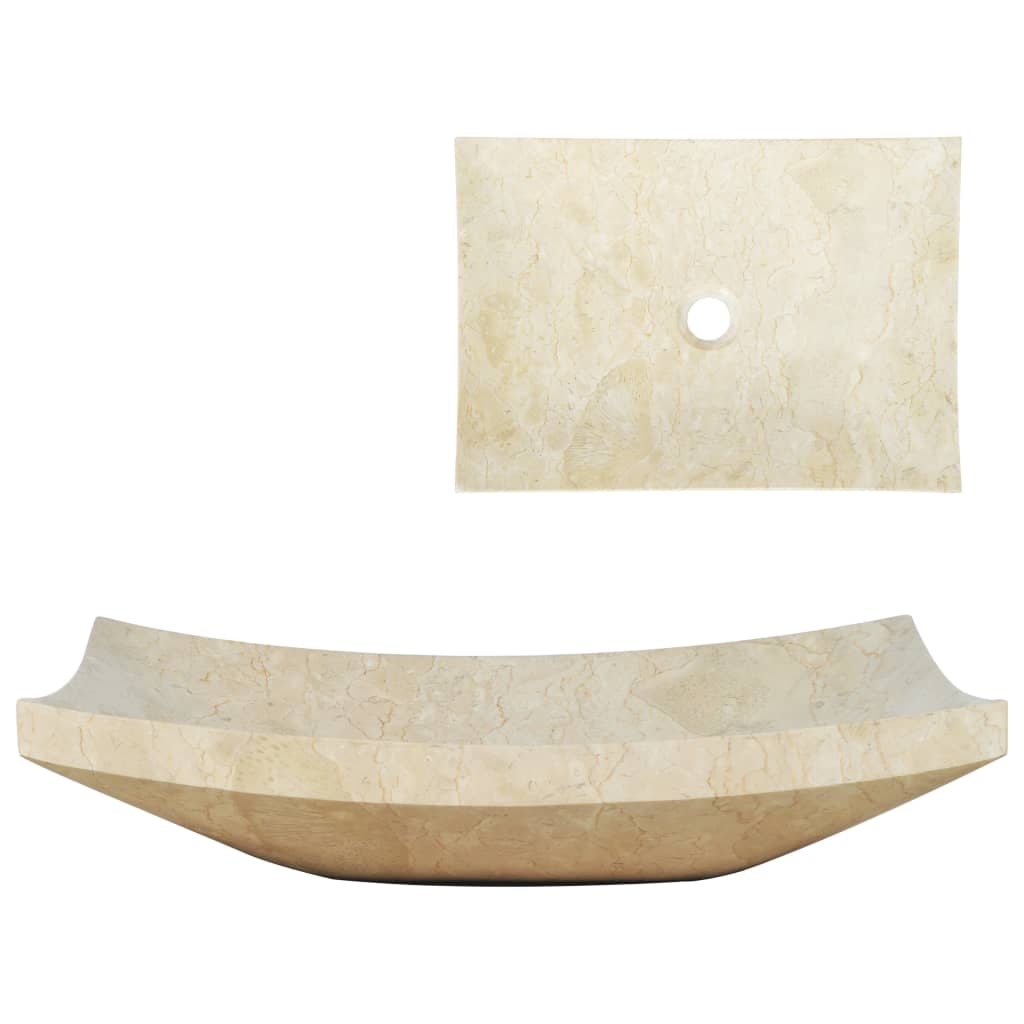 Cream marble sink 50x35x12 cm, handmade and elegant, perfect for modern bathrooms. Affordable quality with a stylish design.