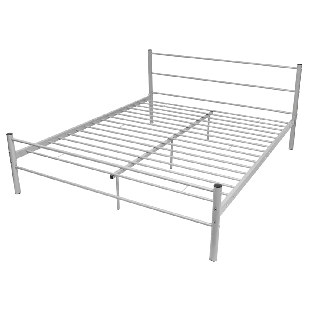 Bed Frame without Mattress Grey Metal Queen Size