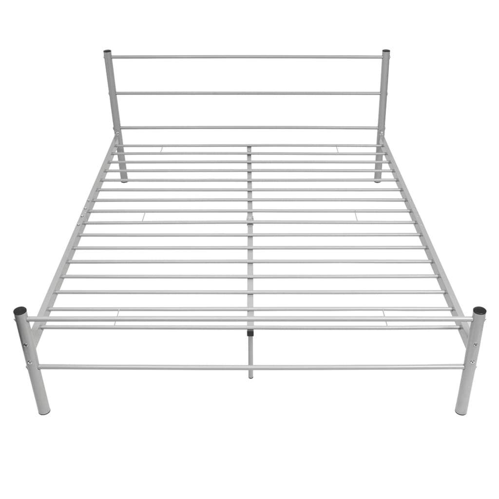 Bed Frame without Mattress Grey Metal Queen Size