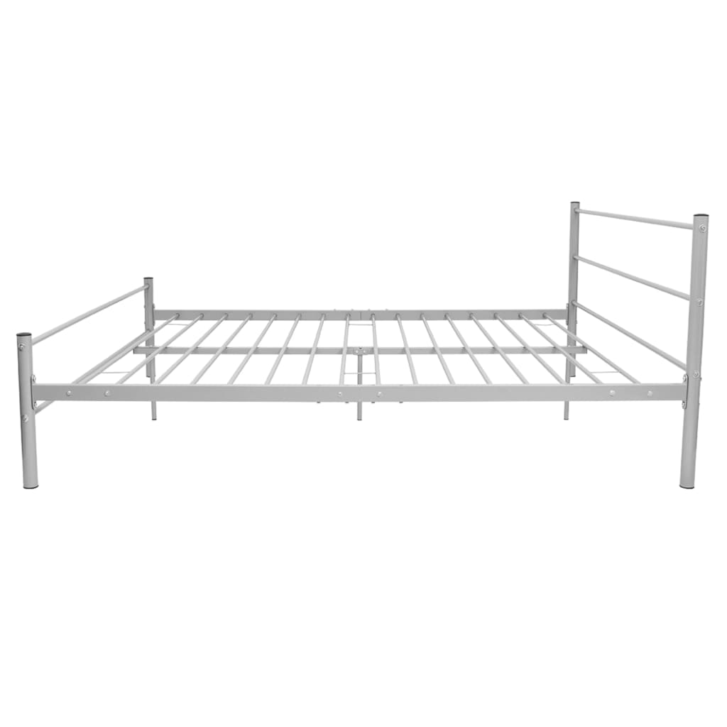 Bed Frame without Mattress Grey Metal Queen Size