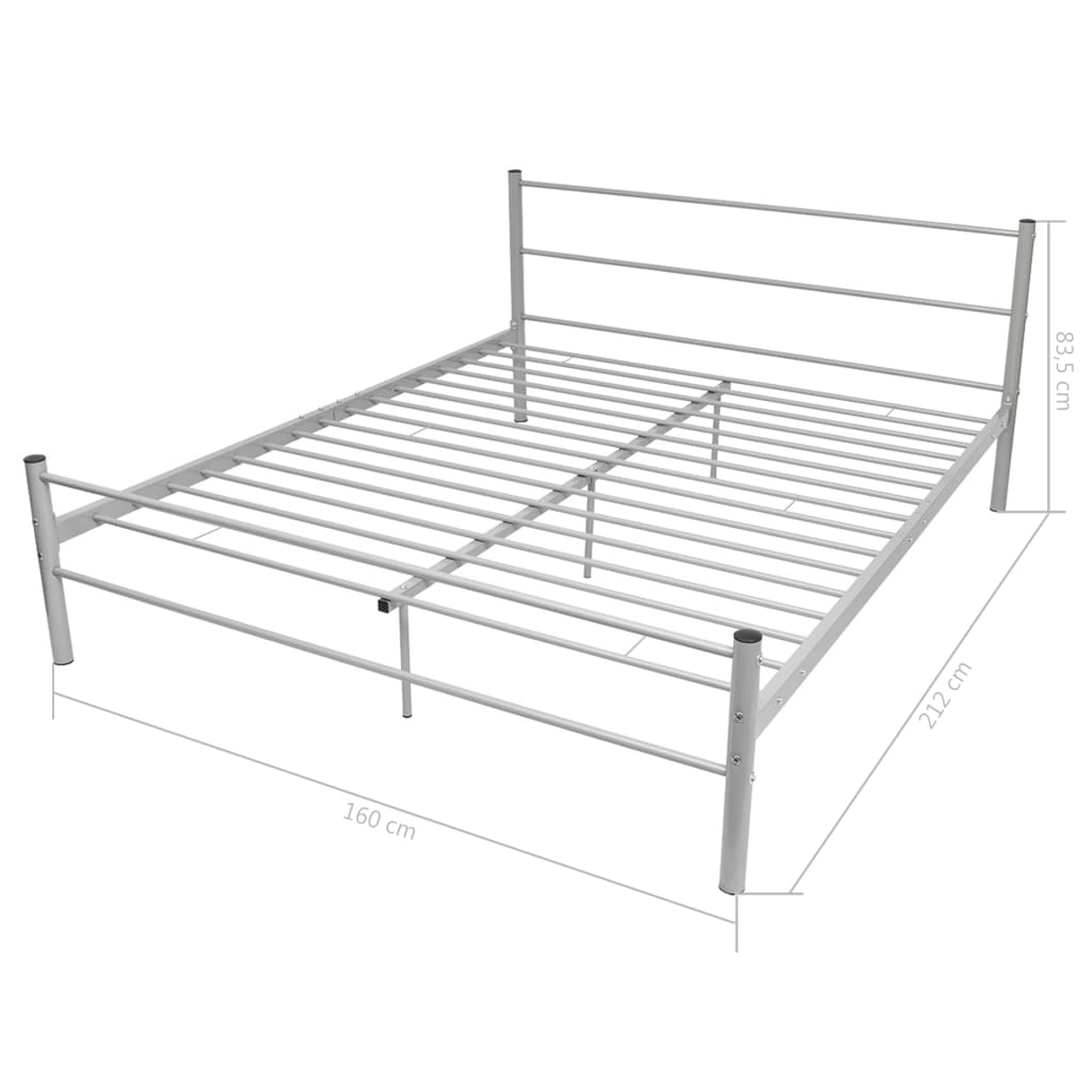 Bed Frame without Mattress Grey Metal Queen Size