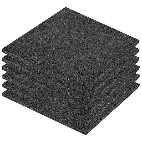 Black fall protection tiles, 6 pcs, 50x50x3 cm, durable and slip-resistant, ideal for outdoor walkways and play areas, affordable quality rubber tiles.