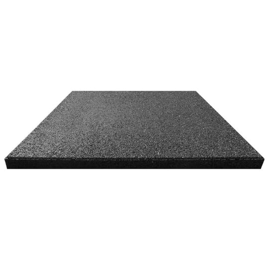 Affordable quality fall protection tile, 50x50x3 cm, made of durable black rubber ideal for outdoor walkways, patios, and children's play areas.