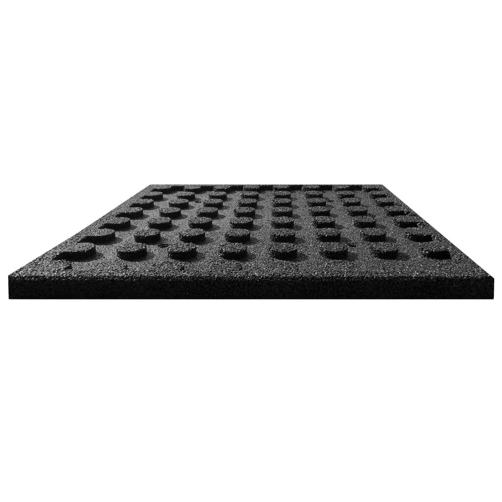 Affordable quality fall protection rubber tile, 50x50x3 cm, ideal for outdoor walkways, patios, and play areas, shown in black.