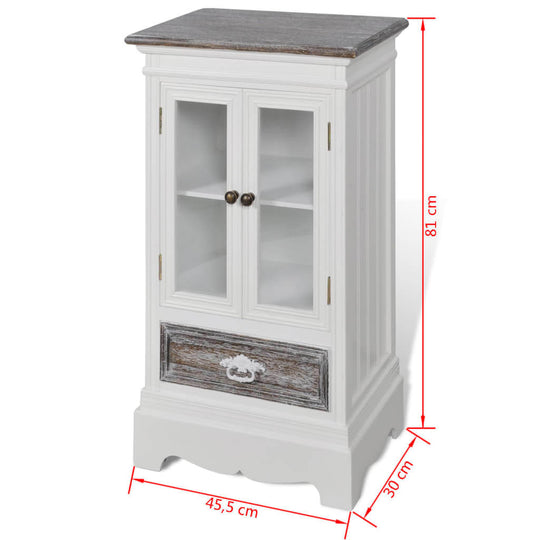 Cabinet 2 Doors 1 Drawer White Wood