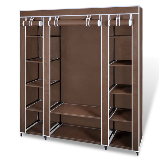 Wardrobe with Compartments and Rods 45x150x176 cm Brown Fabric