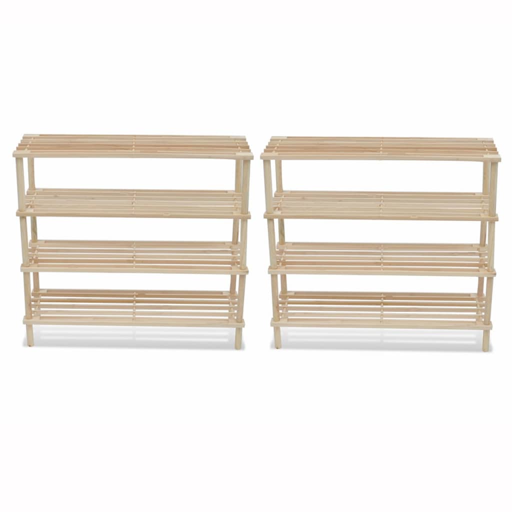 4-Tier Shoe Racks 2 pcs Solid Fir Wood