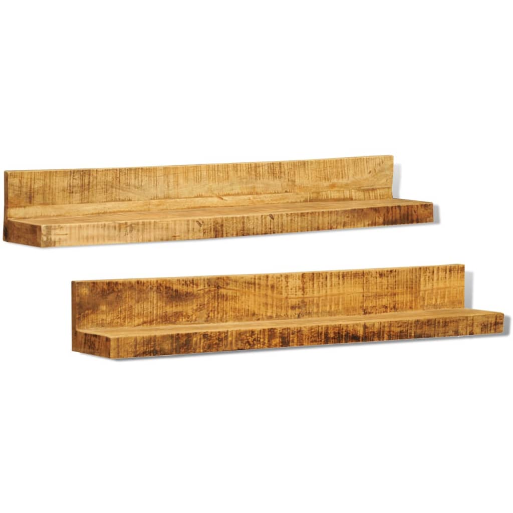 Solid Wood Wall Mounted Display Shelf 2 pcs