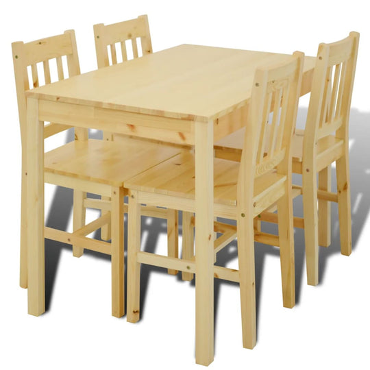 Wooden Dining Table with 4 Chairs Natural