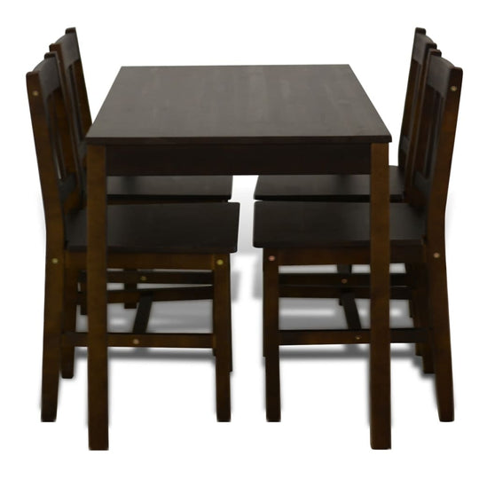 Wooden Dining Table with 4 Chairs Brown