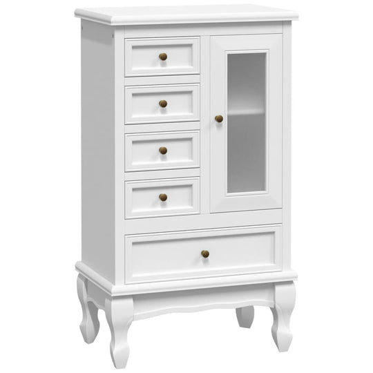 Cabinet with 5 Drawers 2 Shelves White