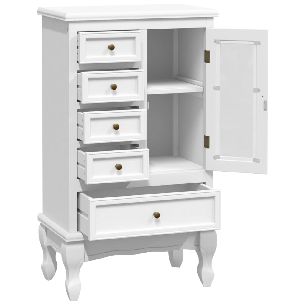 Cabinet with 5 Drawers 2 Shelves White