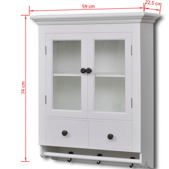 Wooden Kitchen Wall Cabinet with Glass Door White