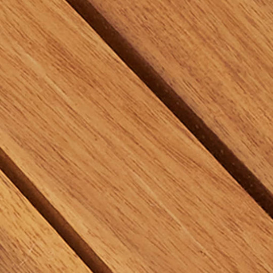 Close-up of acacia wood decking tiles with vertical pattern showing natural grain and durable quality.