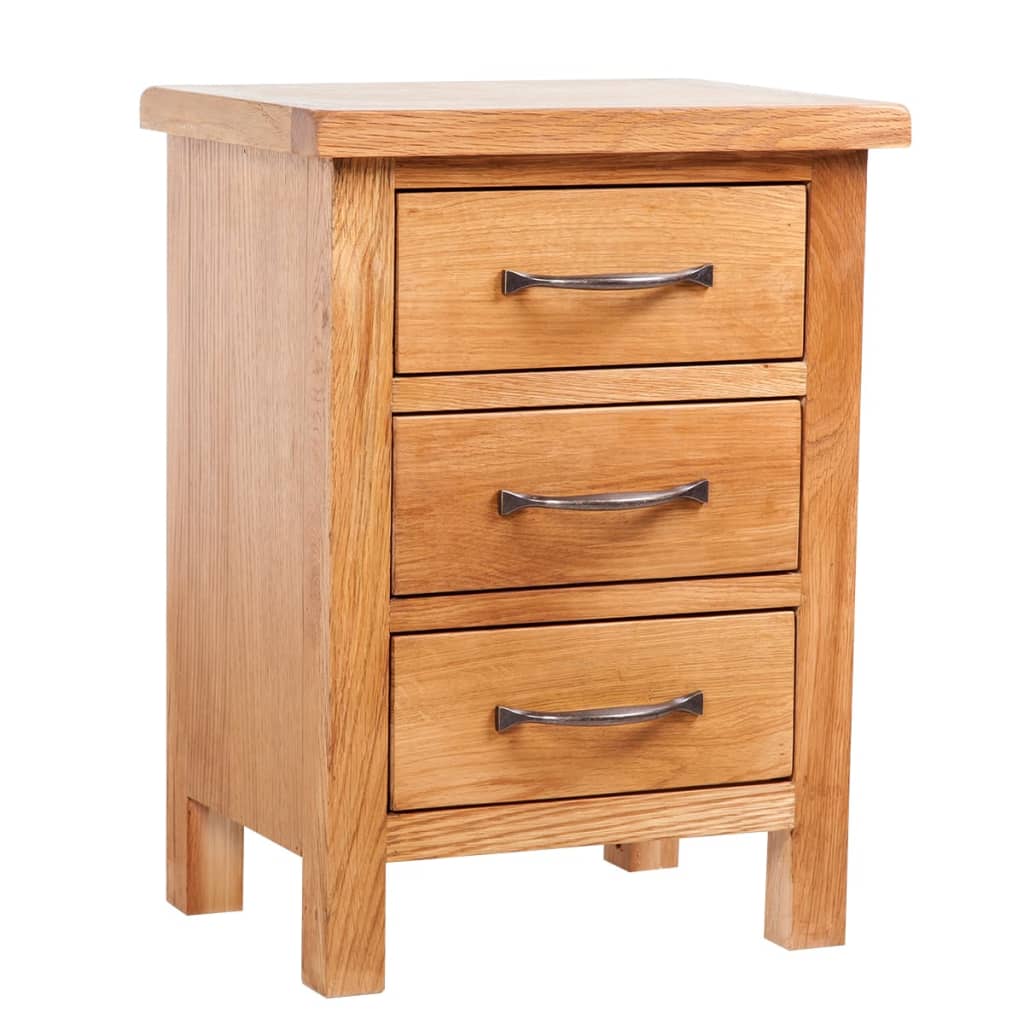 Nightstand with 3 Drawers 40x30x54 cm Solid Oak Wood