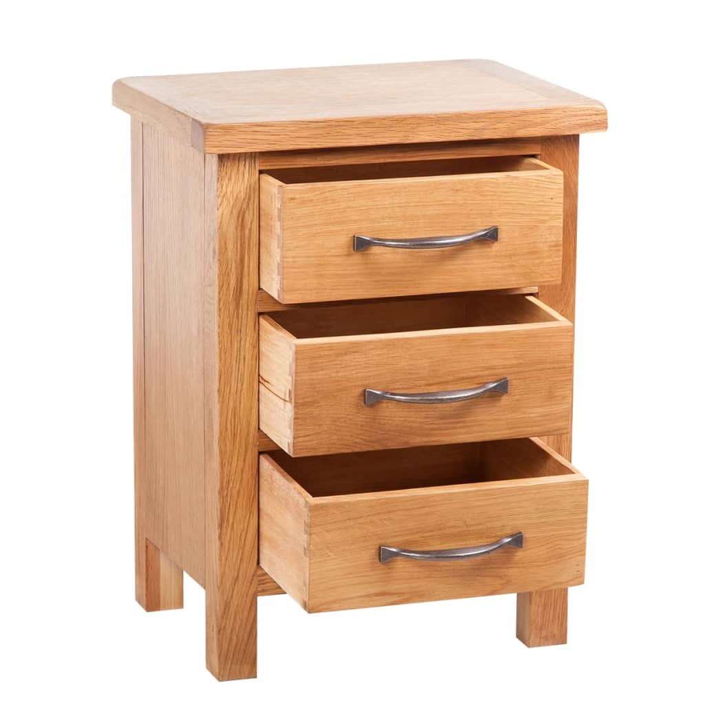 Nightstand with 3 Drawers 40x30x54 cm Solid Oak Wood