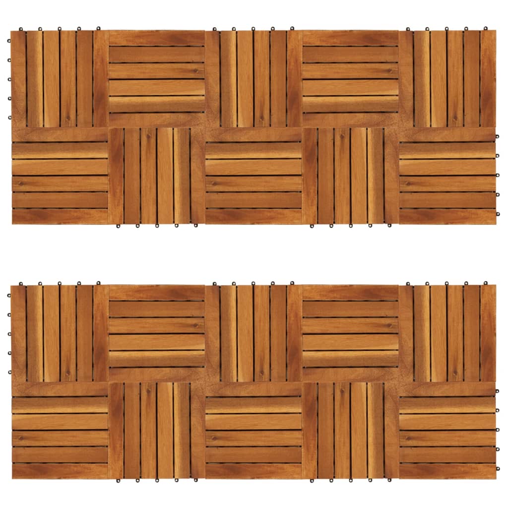 Decking Tiles Vertical Pattern 30 x 30 cm Acacia Set of 20