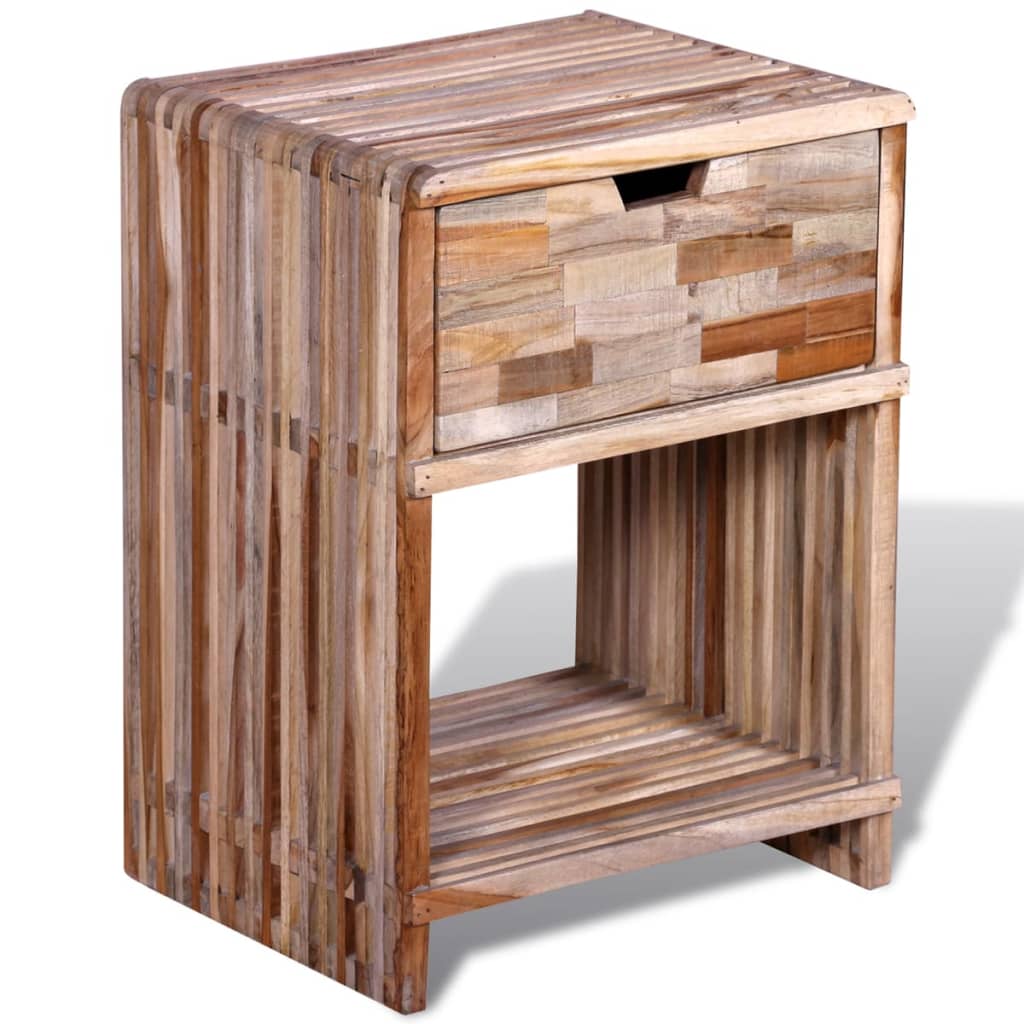 Nightstand with Drawer Reclaimed Teak Wood