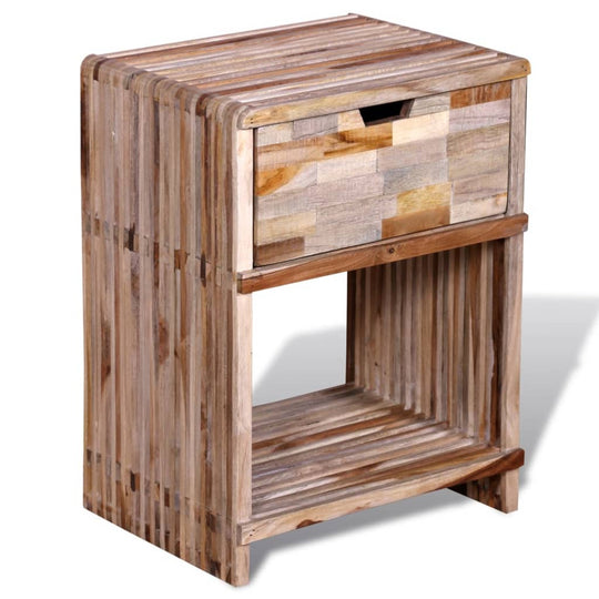 Nightstand with Drawer Reclaimed Teak Wood