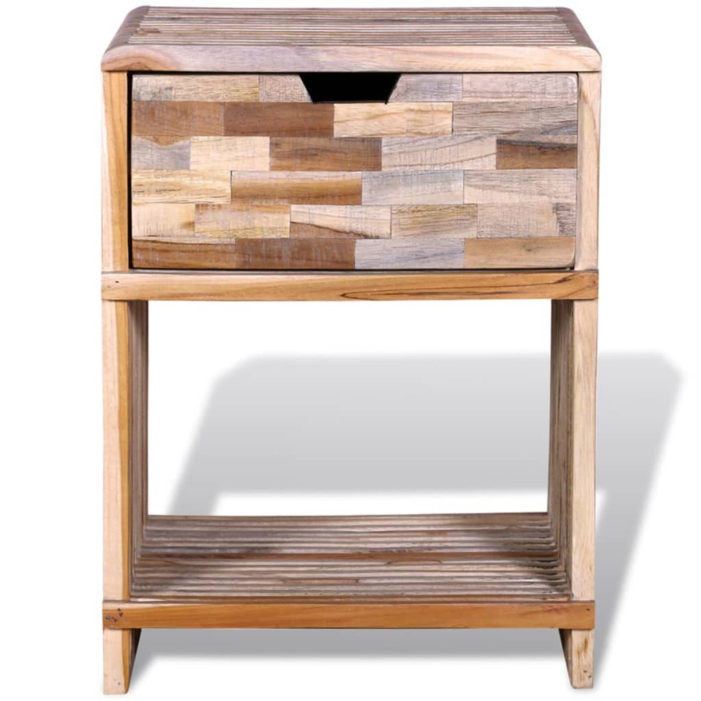 Nightstand with Drawer Reclaimed Teak Wood