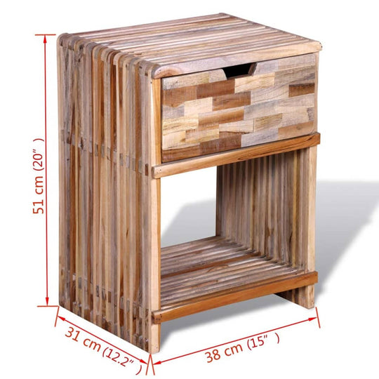 Nightstand with Drawer Reclaimed Teak Wood