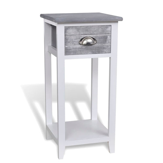 Nightstand with 1 Drawer Grey and White