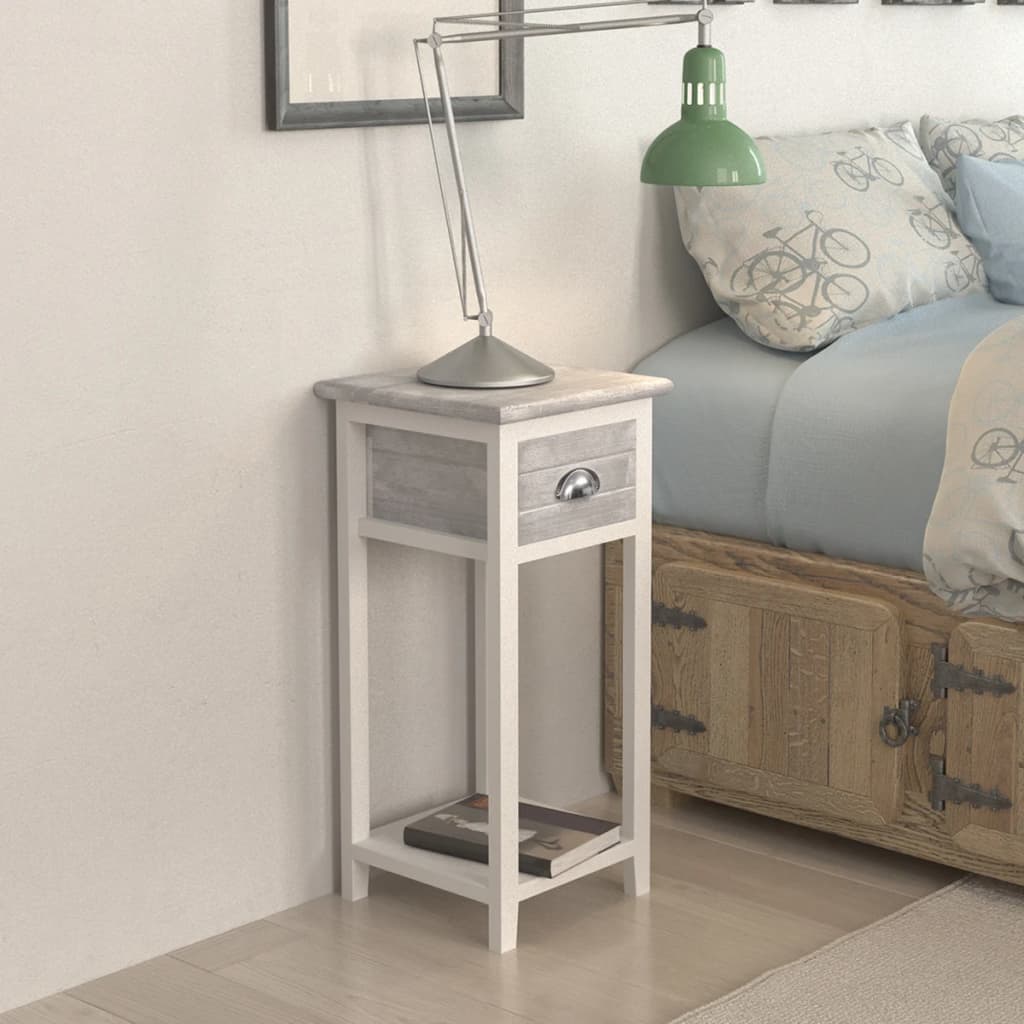 Nightstand with 1 Drawer Grey and White