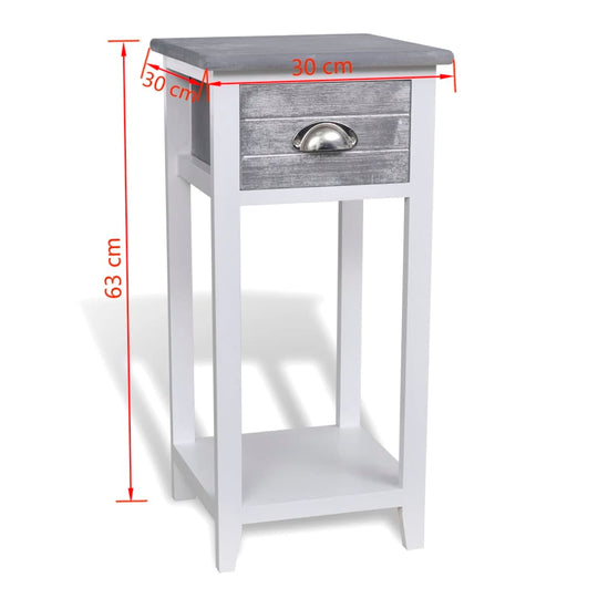 Nightstand with 1 Drawer Grey and White