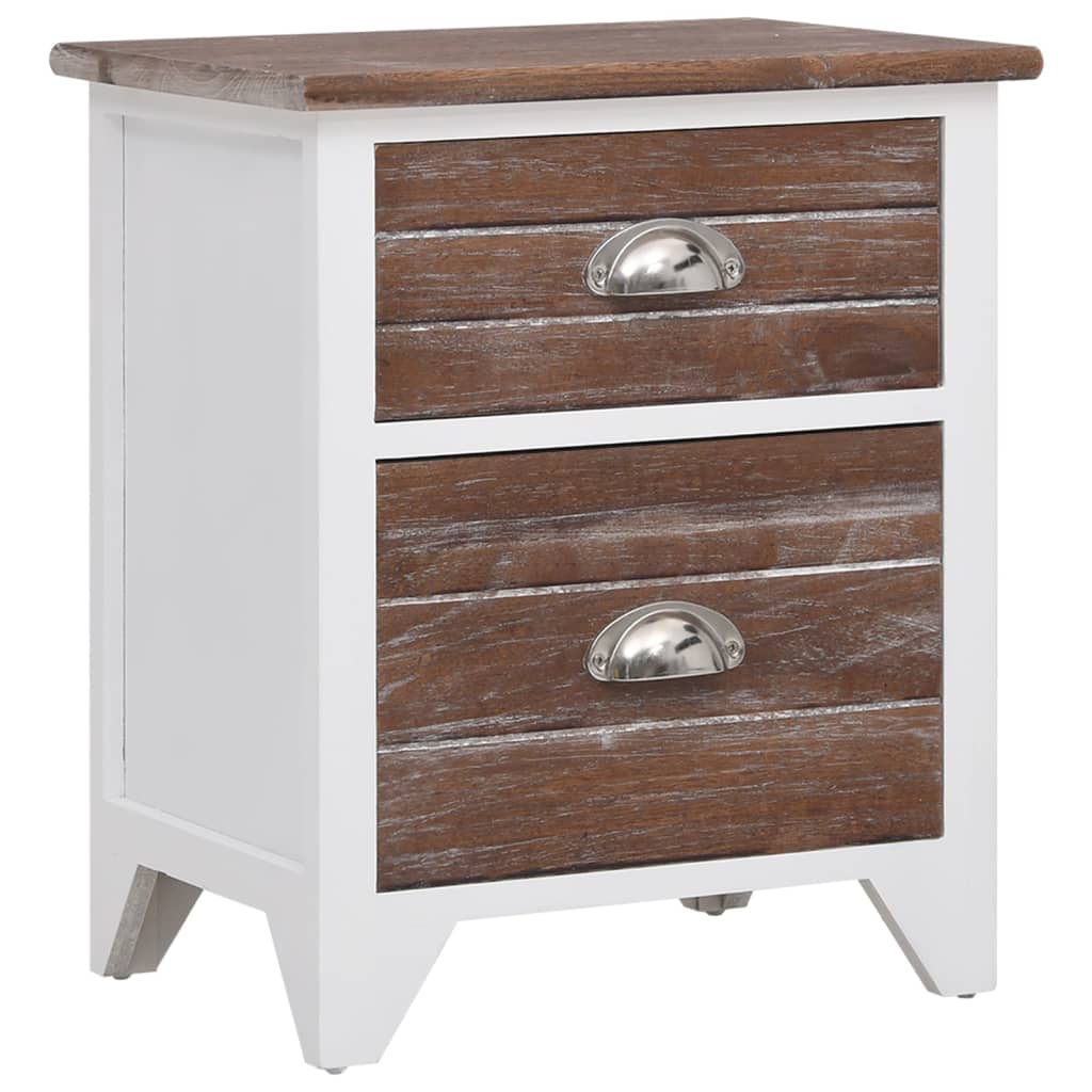 Nightstand 2 pcs with 2 Drawers Brown and White