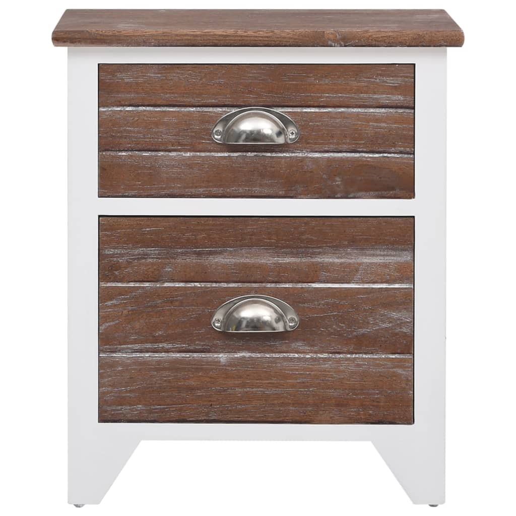 Nightstand 2 pcs with 2 Drawers Brown and White