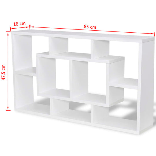 Floating Wall Display Shelf 8 Compartments White