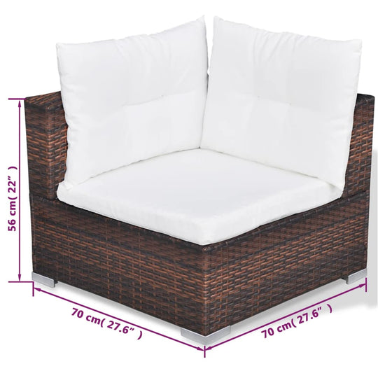 10 Piece Garden Lounge Set with Cushions Poly Rattan Brown