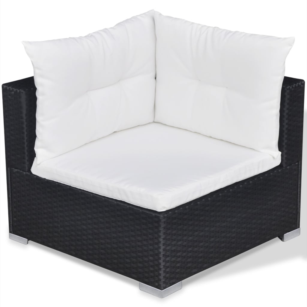 10 Piece Garden Lounge Set with Cushions Poly Rattan Black